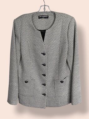 Karl Lagerfeld Paris Tweed Blazer Jacket Size 12 Black White